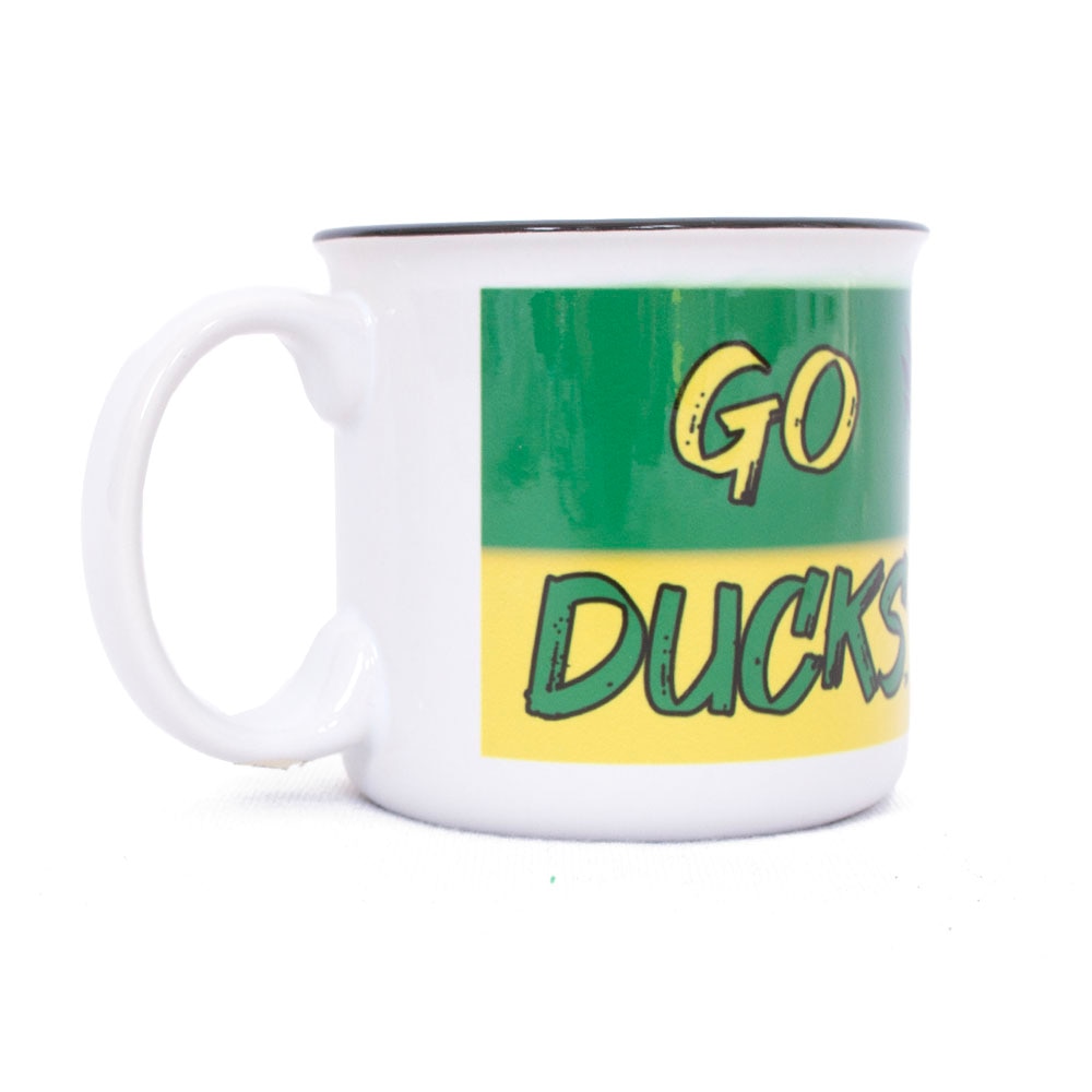 Go Ducks, RFSJ, Inc., White, Traditional Mugs, Home & Auto, Sublimated, Campfire, Ombre Design, 15 ounce, 830779